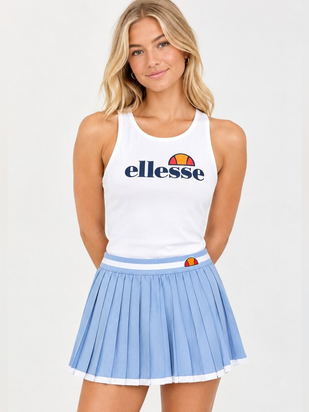 ellesse Light Blue Hexam Pleated Tennis Skirt Size M